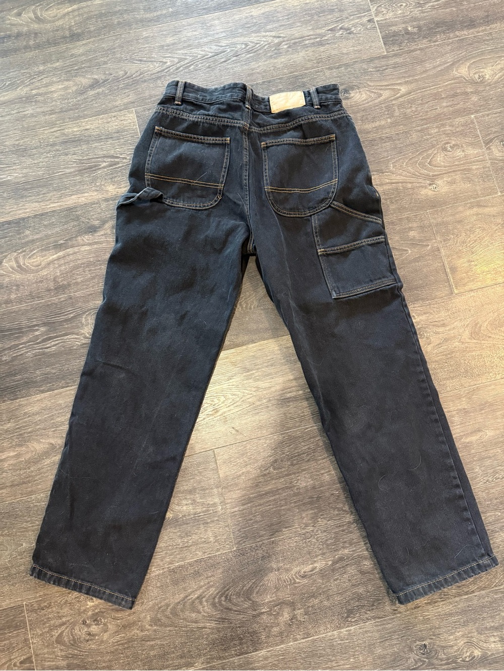Cotton On Black Carpenter Jeans with Contrast Orange Stitching